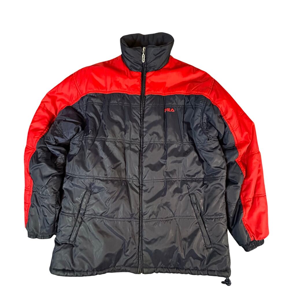VTG Fila Puffer Down Jacket 90's Hip Hop Y2K‎ Color Block Size L "Flaws"